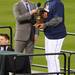 Tigers' Delmon Young smiles as he accepts the MVP after the Tigers' Game won the ALCS against the Yankees at Comerica Park in Detroit on Thursday. 